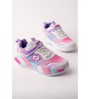 Muggo RAİNBOW Kalın Taban Cırtlı ve Bağcıklı Çocuk Sneaker Spor Ayakkabı (Pudra)