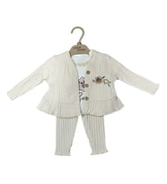 2476 Kız Bebek Flower Crop Krem 3'lü Takım (Karışık)