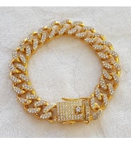 2 cm Taşlı Cuban Gold Bileklik Unisex