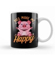 Pigs Make Me Happy Adorable Piglet Kupa Bardak Porselen