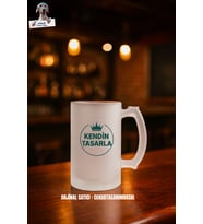 Buzlu Bira Bardağı – Kendin Tasarla, İsimli / Fotoğraflı Kişiye Özel Baskı (Şeffaf)
