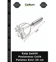 Özel Üretim Pratik Püre Mutfak Gereci Patates Ezici - Kalp Şekilli - Paslanmaz Çelik - 26 cm Uzunluk