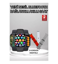 Mey İthalat® Akıllı Saat Arama Görüşme Bildirim Görme Uyku ve Sağlık Takibi Nabız Ölçer 3 Kordon Hed