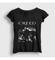 Presmono Kadın Siyah Weathered Müzik Creed T-Shirt 530363tt