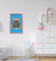 BK Home Köpek Tasarımlı Dekoratif Pembe Ahşap Çerçeveli Çocuk Odası Tablo-1