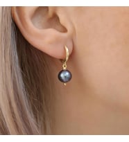 925 Ayar Gümüş Barock Ocean Blue Tatlısu İncisi Küpe-10mm (Gold)