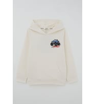 Breeze Erkek Çocuk Sweatshirt Macera Temalı Arazi Aracı Sırt Baskı Detaylı 4-8 Yaş , Krem