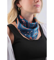 Petrol Mavi Şal Desen Fular Bandana 55-55 cm KDNF08 (Petrol Mavisi)