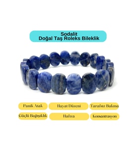 Sertifikalı Sodalit Doğal Taş Roleks Bileklik