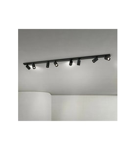 Sekizli Siyah Metal 8'li Sıralı Led Spot Tavan Avize 150 cm Hareketli Başlık Modern Plofonyer Tavan Armatürü GU10 Tasarruflu Led Ampül Günışığı 3000 K ve Renk Seçenekli