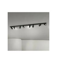 Sekizli Siyah Metal 8'li Sıralı Led Spot Tavan Avize 150 cm Hareketli Başlık Modern Plofonyer Tavan Armatürü GU10 Tasarruflu Led Ampül Günışığı 3000 K ve Renk Seçenekli