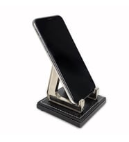 Prozenis PR4286 Ahşap-Deri Tabanlı Lüks Ofis Masaüstü Telefon Standı (Siyah Gümüş)
