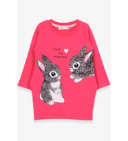 Breeze Kız Çocuk Tunik Tavşan Desenli 1.5-5 Yaş, Pembe