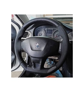 DİKİŞLİ DERİ DİREKSİYON KILIFI KARBON/NOKTALI DERİ PEUGEOT 301 İÇİN/