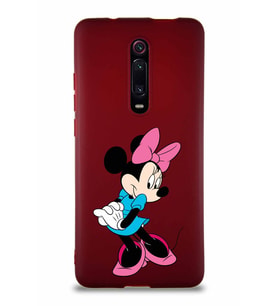 Xiaomi Redmi K20 Soft Premier Kapak Minnie Mouse-F Tasarımlı Silikon Kılıf - Mürdüm (Şeffaf)