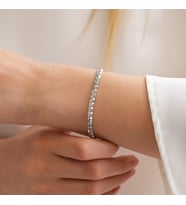 Goldium 14 Ayar Beyaz Altın Taşlı Bileklik (Sarı)