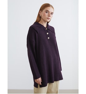 LCW Modest Bordo Polo Yaka Kadın Triko Kazak