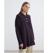 LCW Modest Bordo Polo Yaka Kadın Triko Kazak
