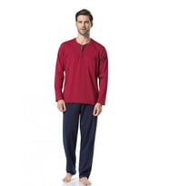 Pierre Cardin Erkek Uzun Kol %100 Pamuk Penye Pijama Takım (Bordo)