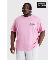 Erkek Büyük Beden Unified Collective Baskılı Bisiklet Yaka Tshırt SPR25BTS905 (Pink)