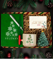 eJOYA Kişiye Özel Termo Deri Defter & Latte Kupa & Çam Ağacı Konsept Yeni Yıl Hediye Kutusu 112676 (Yeşil)