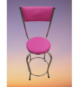 Sandalye 14572 BAR Yüksek Model Pembe FUŞYA 4 ad Metal nikelaj Suni deri döşeme