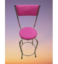 Sandalye 14572 BAR Yüksek Model Pembe FUŞYA 4 ad Metal nikelaj Suni deri döşeme