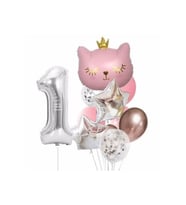 Kral Taçlı Kedi Balon Set