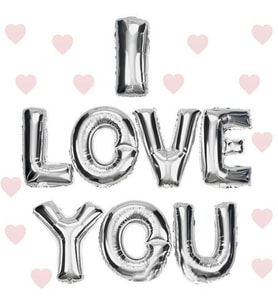 I Love You Folyo Balon Gümüş Renk 35 Cm