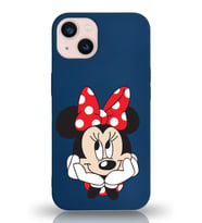 Apple iPhone 13 Mini  Lansman Kılıf Minnie Mouse Tasarımlı Altı Kapalı İçi Kadife Kaplı  Kapak (Şeffaf)