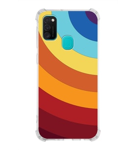 Samsung Galaxy M21  Köşe Korumalı Antişok Kapak Renk Cümbüşü Tasarımlı  Silikon Kılıf (Şeffaf)