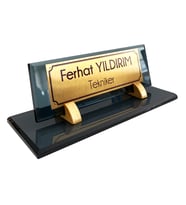 Hediye İsimlik Kristal Masa İsimliği Ofis Hediyesi M532-FGOLD