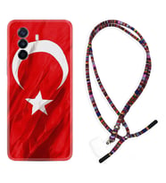 Huawei Nova Y70 Y90 Nova 9 SE  Kılıf Boyun Asklı Rasta Silikon Şanlı Türk Bayrağı 4 1401
