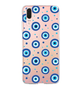 PrintiFy Huawei P20 Lite ile Uyumlu 1mm Slim Fit Nazar Boncuğu 1 Baskılı Şeffaf  Kılıf