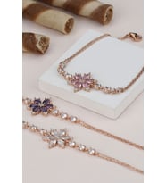 925 Ayar Rose Beyaz Taşlı Lotus Gümüş Bileklik