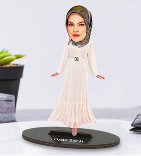 Kişiye Özel Fotoğraflı Tesettür En Güzel Annem Tasarımlı Karikatür Biblo