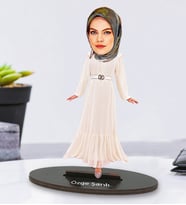 Kişiye Özel Fotoğraflı Tesettür En Güzel Annem Tasarımlı Karikatür Biblo