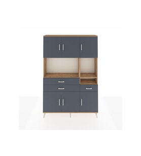 Arges Gardrop 9 Raflı 3 Çekmeceli 6 Kapaklı 132x30x195 Çam-Antrasit