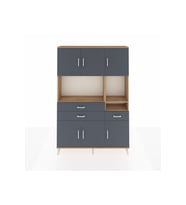Arges Gardrop 9 Raflı 3 Çekmeceli 6 Kapaklı 132x30x195 Çam-Antrasit