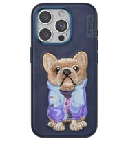 Northcity iPhone 15 Pro Max ile Uyumlu Sevimli Köpek Desenli Kılıf - Lacivert Darbe Korumalı