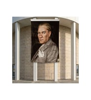 Mavi Gözlü Ulu Önder Mustafa Kemal Atatürk Poster Bayrak Premium Raşel Kumaş ATA56 2x3m