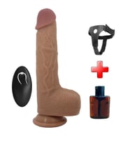 LilituShop Belden Bağlamalı 22,5 cm İleri Geri Hareketli Uzaktan Kumandalı Manyetik Şarjlı Gerçekçi Vantuzlu Melez Penis