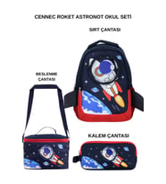 Cennec Roket Astronot 3’lü Set – Sırt Çantası, Beslenme Çantası ve Kalem Kutusu