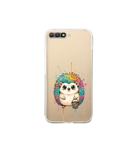 Huawei Y6 2018 ile Uyumlu Splash Kirpi Tasarımlı Şeffaf Silikon Kılıf