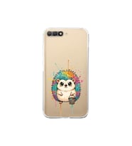 Huawei Y6 2018 ile Uyumlu Splash Kirpi Tasarımlı Şeffaf Silikon Kılıf
