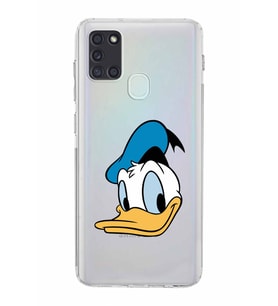 Samsung Galaxy A21s  Kamera Korumalı  Kapak Donald Duck Tasarımlı  Şeffaf Kılıf