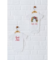 Pia Baby Premium %100 Pamuk İsme Özel Organik Baskılı İkili Set Çıtçıtlı Bebek Body Zıbın Modelleri 5066-17 (Ekru)
