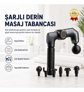 Şarjlı Derin Doku Masaj Tabancası Çok Başlıklı Ayarlanabilir Hızlı Kas Masaj Cihazı