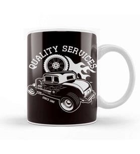 Hot Rod Service Classic Old American Cars Automobile Garage Kupa Bardak Porselen
