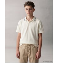 LCW Kids Ekru Polo Yaka Dokulu Erkek Çocuk Tişört